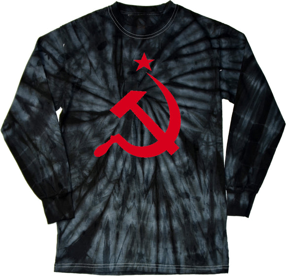 Soviet Union T-shirt Red Hammer and Sickle Long Sleeve Tie Dye - Yoga Clothing for You