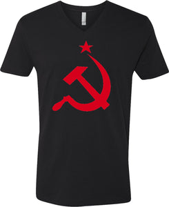 Soviet Union T-shirt Red Hammer and Sickle V-Neck - Yoga Clothing for You