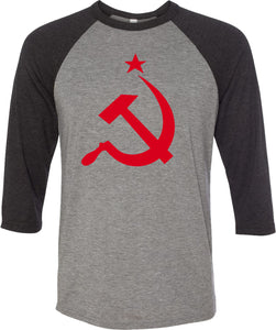 Soviet Union T-shirt Red Hammer and Sickle Raglan - Yoga Clothing for You