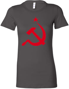 Ladies Soviet Union Red Hammer and Sickle Longer Length Tee - Yoga Clothing for You