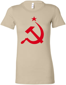 Ladies Soviet Union Red Hammer and Sickle Longer Length Tee - Yoga Clothing for You