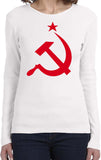 Ladies Soviet Union T-shirt Red Hammer and Sickle Long Sleeve - Yoga Clothing for You