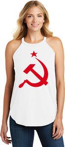 Red Hammer and Sickle Ladies Tri Rocker Tanktop - Yoga Clothing for You