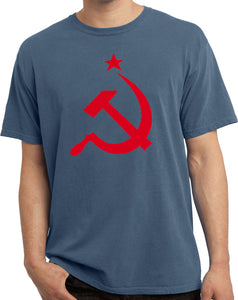 Red Hammer and Sickle Pigment Dyed Shirt - Yoga Clothing for You