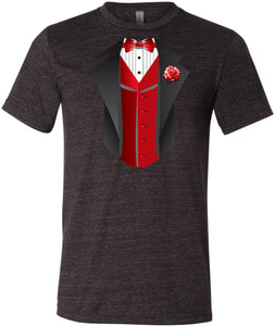 Tuxedo T-shirt Red Vest Tri Blend Tee - Yoga Clothing for You