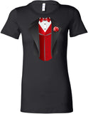 Ladies Tuxedo T-shirt Red Vest Longer Length Tee - Yoga Clothing for You