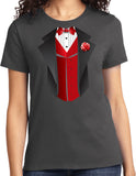 Ladies Tuxedo T-shirt Red Vest Tee - Yoga Clothing for You