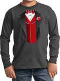 Kids Tuxedo Long Sleeve T-shirt - Red Vest - Yoga Clothing for You