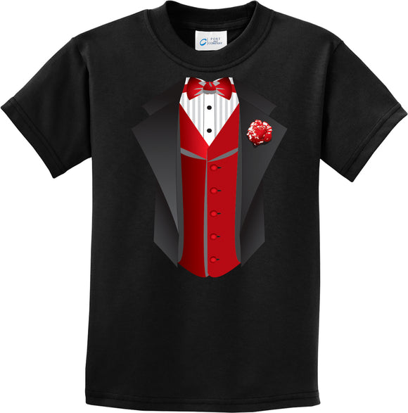 Kids Tuxedo T-shirt Red Vest Youth Tee - Yoga Clothing for You