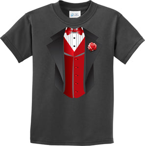 Kids Tuxedo T-shirt Red Vest Youth Tee - Yoga Clothing for You