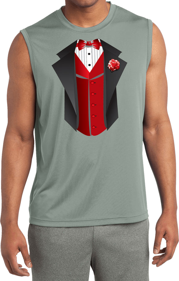 Tuxedo T-shirt Red Vest Sleeveless Competitor Tee - Yoga Clothing for You