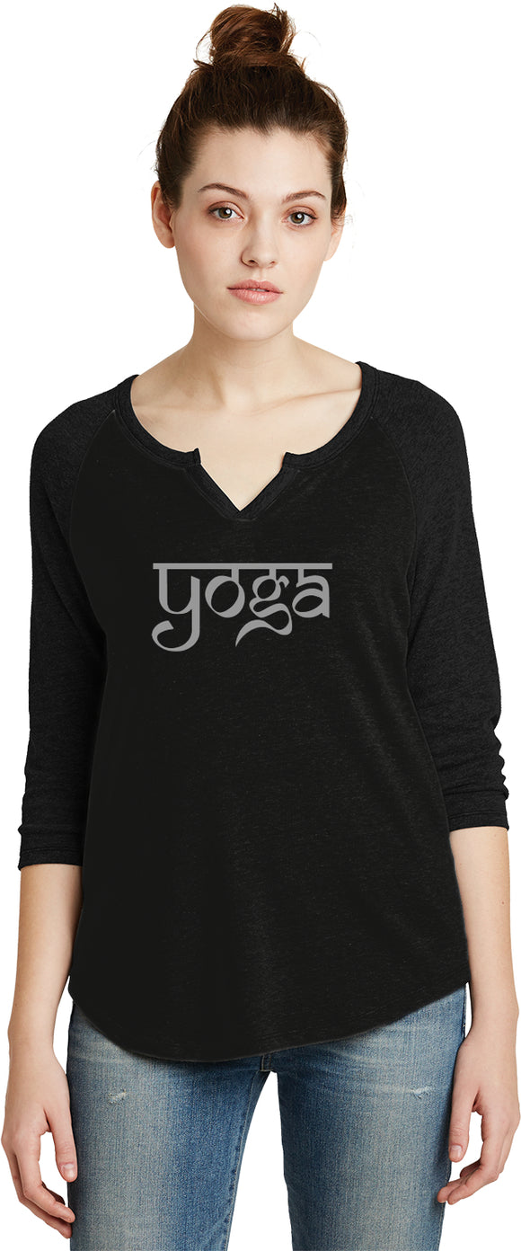 Sanskrit Yoga Text 3/4 Sleeve Vintage Yoga Tee Shirt - Yoga Clothing for You