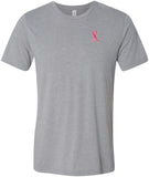 Breast Cancer T-shirt Sequins Ribbon Pocket Print Tri Blend Tee - Yoga Clothing for You