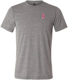 Breast Cancer T-shirt Sequins Ribbon Pocket Print Tri Blend Tee - Yoga Clothing for You