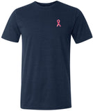 Breast Cancer T-shirt Sequins Ribbon Pocket Print Tri Blend Tee - Yoga Clothing for You