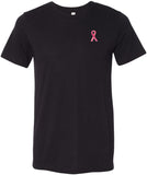 Breast Cancer T-shirt Sequins Ribbon Pocket Print Tri Blend Tee - Yoga Clothing for You