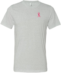 Breast Cancer T-shirt Sequins Ribbon Pocket Print Tri Blend Tee - Yoga Clothing for You