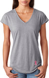 Breast Cancer Sequins Ribbon Bottom Print Ladies Triblend V-Neck - Yoga Clothing for You