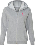 Ladies Breast Cancer Full Zip Hoodie Sequins Ribbon Pocket Print - Yoga Clothing for You