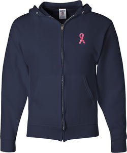 Breast Cancer Full Zip Hoodie Sequins Ribbon Pocket Print - Yoga Clothing for You