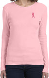 Breast Cancer Sequins Ribbon Pocket Print Ladies Long Sleeve - Yoga Clothing for You