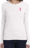 Breast Cancer Sequins Ribbon Pocket Print Ladies Long Sleeve - Yoga Clothing for You