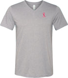 Breast Cancer Shirt Sequins Ribbon Pocket Print Tri Blend V-Neck - Yoga Clothing for You