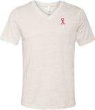 Breast Cancer Shirt Sequins Ribbon Pocket Print Tri Blend V-Neck - Yoga Clothing for You