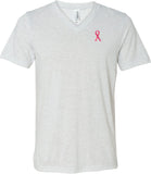 Breast Cancer Shirt Sequins Ribbon Pocket Print Tri Blend V-Neck - Yoga Clothing for You