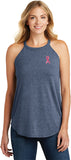 Breast Cancer Sequins Ribbon Pocket Print Ladies Rocker Tanktop - Yoga Clothing for You