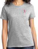 Ladies Breast Cancer T-shirt Sequins Ribbon Pocket Print Tee - Yoga Clothing for You