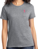 Ladies Breast Cancer T-shirt Sequins Ribbon Pocket Print Tee - Yoga Clothing for You