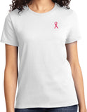Ladies Breast Cancer T-shirt Sequins Ribbon Pocket Print Tee - Yoga Clothing for You