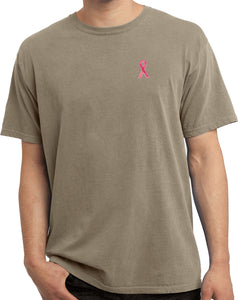 Breast Cancer Shirt Sequins Ribbon Pocket Print Pigment Dyed Tee - Yoga Clothing for You