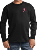 Kids Breast Cancer Sequins Ribbon Pocket Print Youth Long Sleeve - Yoga Clothing for You