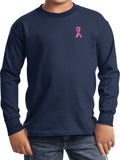 Kids Breast Cancer Sequins Ribbon Pocket Print Youth Long Sleeve - Yoga Clothing for You