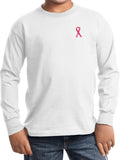 Kids Breast Cancer Sequins Ribbon Pocket Print Youth Long Sleeve - Yoga Clothing for You