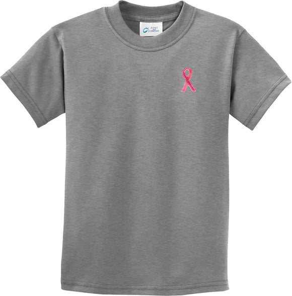 Kids Breast Cancer T-shirt Sequins Ribbon Pocket Print Youth Tee - Yoga Clothing for You