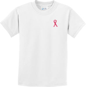 Kids Breast Cancer T-shirt Sequins Ribbon Pocket Print Youth Tee - Yoga Clothing for You