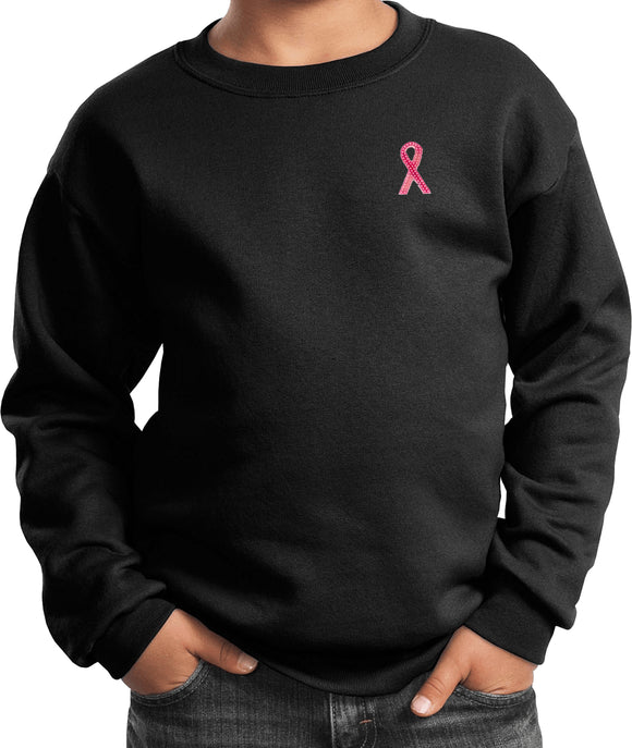 Kids Breast Cancer Sweatshirt Sequins Ribbon Pocket Print - Yoga Clothing for You