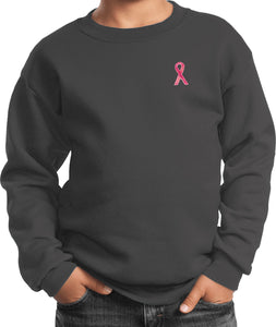 Kids Breast Cancer Sweatshirt Sequins Ribbon Pocket Print - Yoga Clothing for You