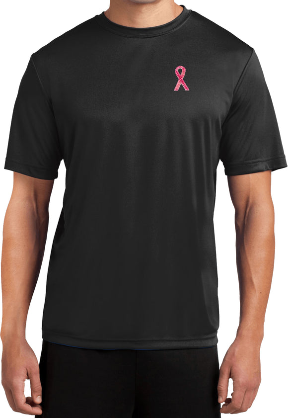 Breast Cancer Shirt Sequins Ribbon Pocket Print Dry Wicking Tee - Yoga Clothing for You