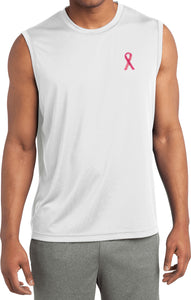 Breast Cancer Sequins Ribbon Pocket Print Sleeveless Tee - Yoga Clothing for You