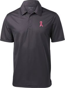 Breast Cancer T-shirt Sequins Ribbon Pocket Print Textured Polo - Yoga Clothing for You