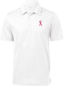 Breast Cancer T-shirt Sequins Ribbon Pocket Print Textured Polo - Yoga Clothing for You