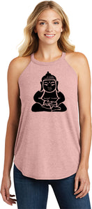 Womens Yoga Tank Top Shadow Buddha Triblend Rocker Tanktop