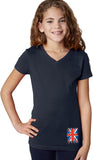 Girls Union Jack V-Neck Shirt Bottom Print - Yoga Clothing for You