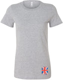 Ladies Union Jack T-shirt Flag Bottom Print Longer Length Tee - Yoga Clothing for You