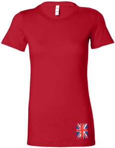 Ladies Union Jack T-shirt Flag Bottom Print Longer Length Tee - Yoga Clothing for You