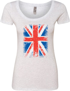 Ladies Union Jack T-shirt Flag Scoop Neck - Yoga Clothing for You